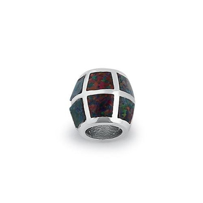 Sterling Silver Black Lab Opal Slider Bead Pendant