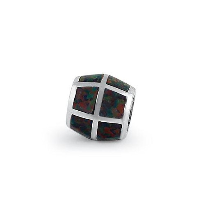Sterling Silver Black Lab Opal Slider Bead Pendant