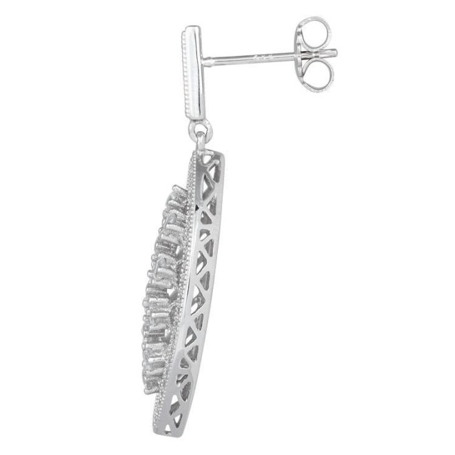 Sterling Silver Marquise CZ Dangle Earrings