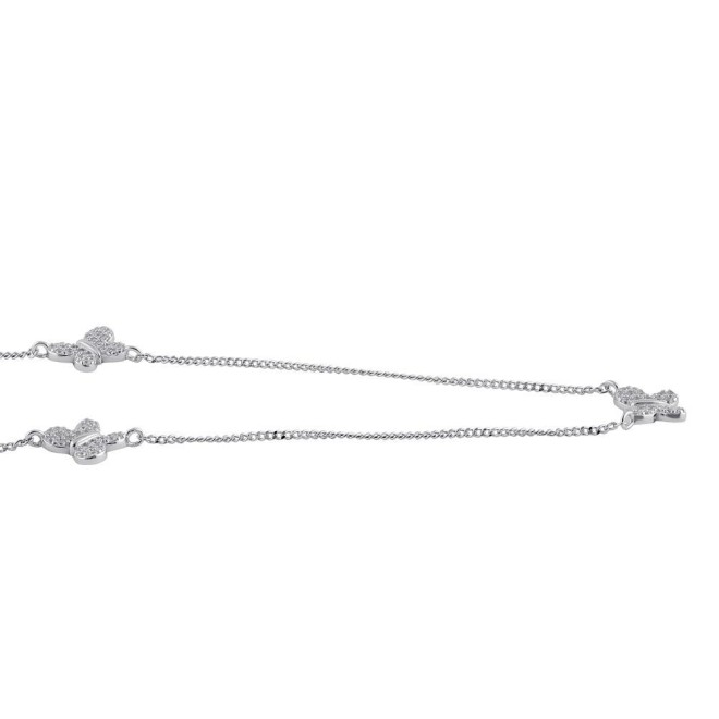 Sterling Silver Clear CZ Butterfly Necklace