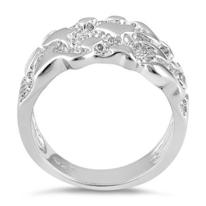 Sterling Silver Men's Nugget Design Ring