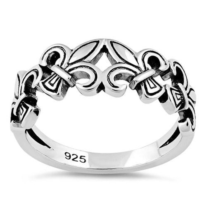 Sterling Silver 4 Fleur de Lis Ring