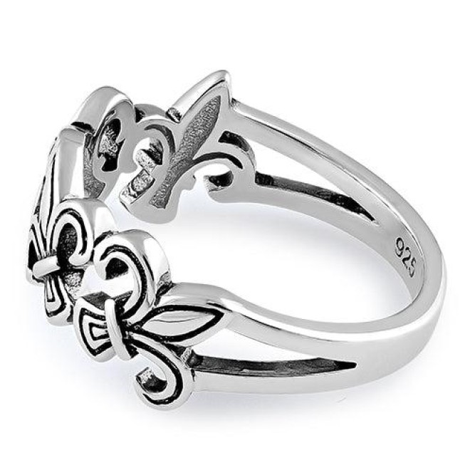 Sterling Silver 4 Fleur de Lis Ring