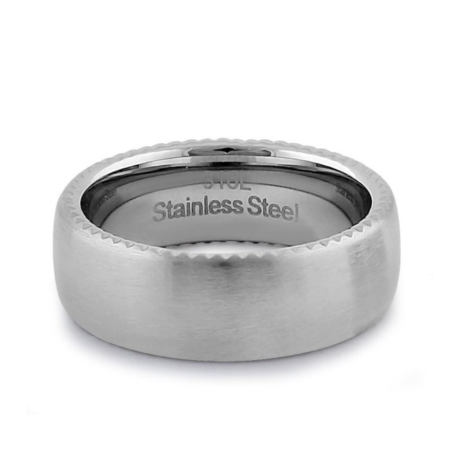 Stainless Steel Men's 7.5mm Zigzag Edges Brushed Wedding Band