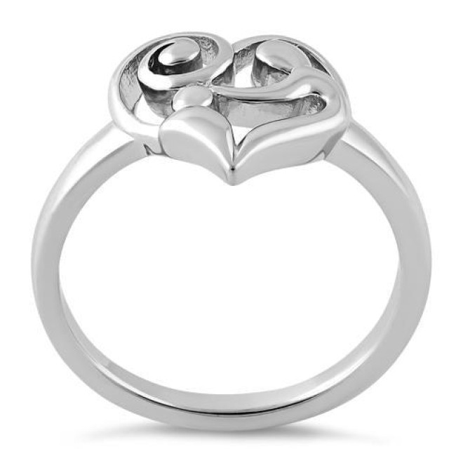 Sterling Silver Mom and Child Heart Ring