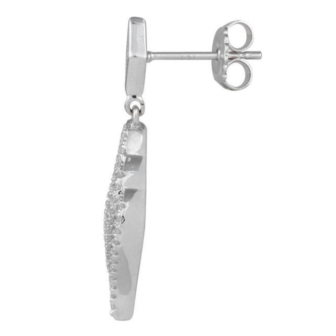Sterling Silver Flame CZ Dangle Earrings