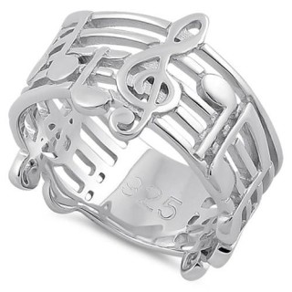 Sterling Silver Musical Notes Ring
