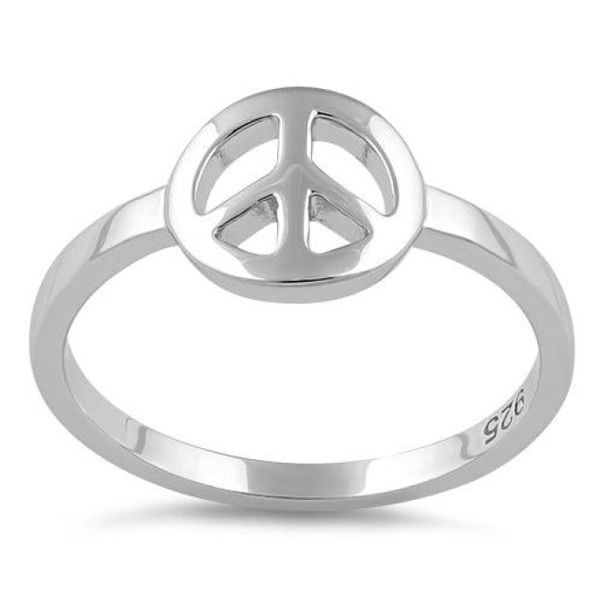 Sterling Silver Peace Sign Ring