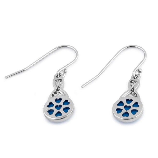 Sterling Silver Blue Lab Opal Semi Sphere CZ Twist Earrings