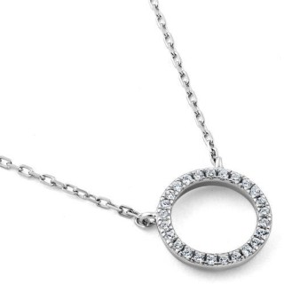 Sterling Silver Halo CZ Necklace