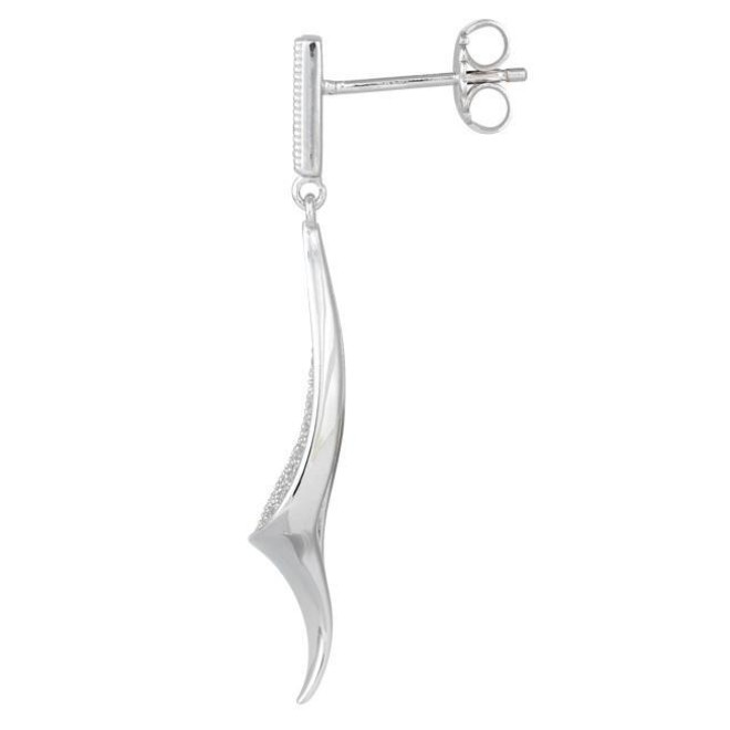 Sterling Silver Wave CZ Dangle Earrings
