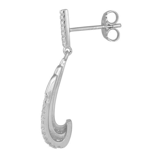 Sterling Silver Wave CZ Dangle Earrings