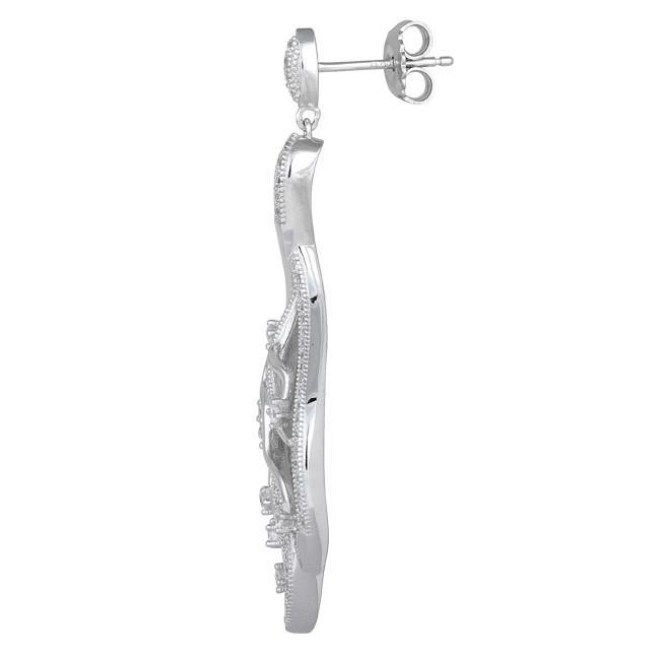 Sterling Silver Tear Drop Marquise CZ Dangle Earrings