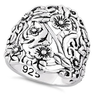 Sterling Silver Flowers Ring