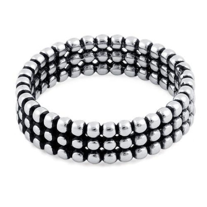 Sterling Silver Triple Bead Eternity Ring