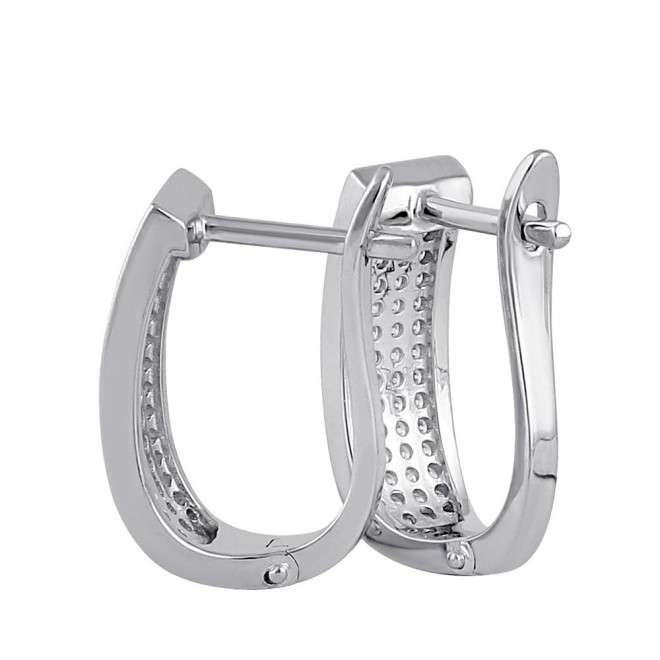 Sterling Silver Clear CZ Hoop Earrings
