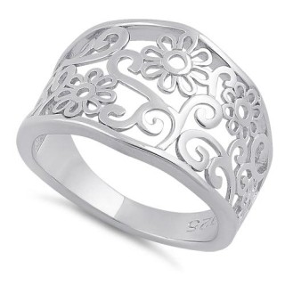 Sterling Silver Plumeria Flower Ring