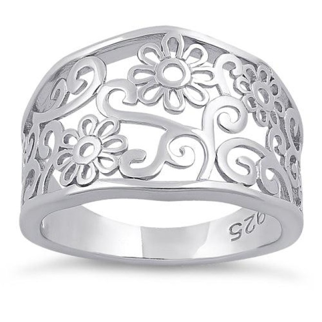 Sterling Silver Plumeria Flower Ring