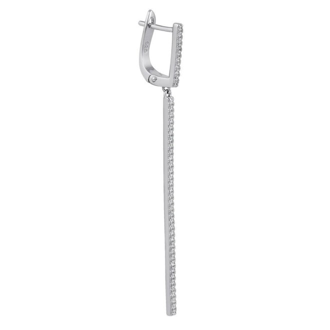 Sterling Silver Clear CZ Dangling Bar Earrings