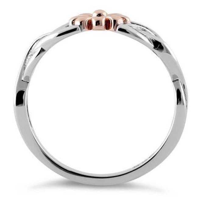 Sterling Silver Gold Two Tone Celtic Daisy Rose Ring
