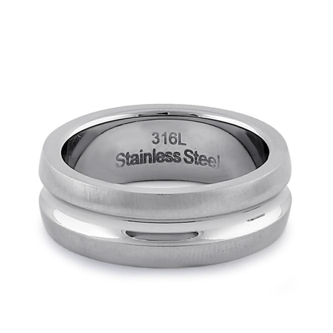 Stainless Steel Men's 7mm Brushed Polish Wedding Band