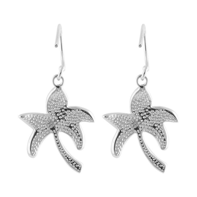 Sterling Silver Blue Opal Palm Tree Hook Earrings