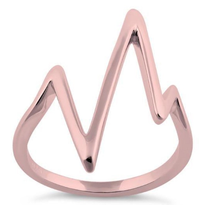 Sterling Silver Rose Gold Plated Heartbeat Ring