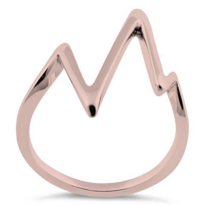 Sterling Silver Rose Gold Plated Heartbeat Ring