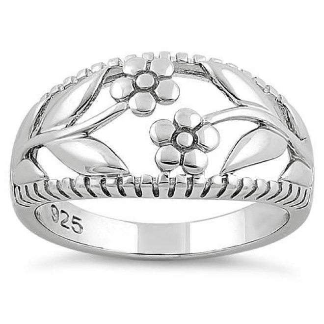 Sterling Silver Twin Flower Ring