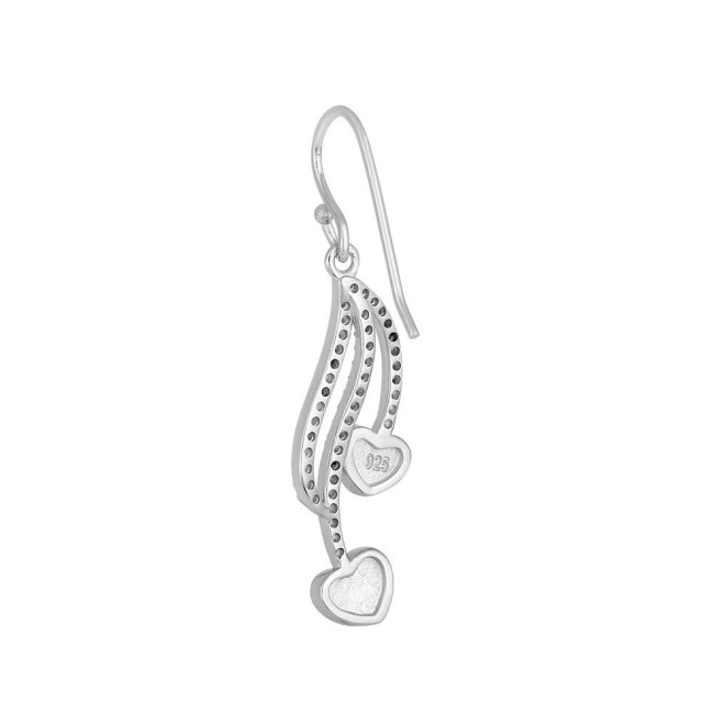 Sterling Silver CZ Dazzling Blue Lab Opal Heart Earrings