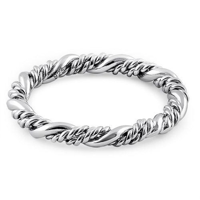 Sterling Silver Simple Rope Twist Ring