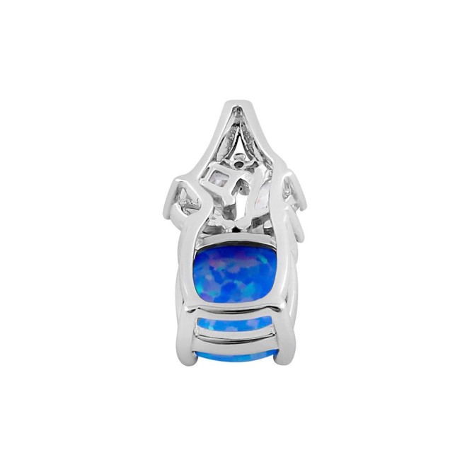 Sterling Silver Elegant Squoval Blue Lavender Lab Opal CZ Pendant