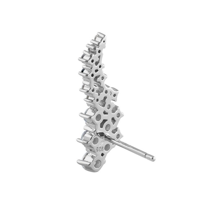 Sterling Silver Elegant Cluster Round Cut Clear CZ Earrings