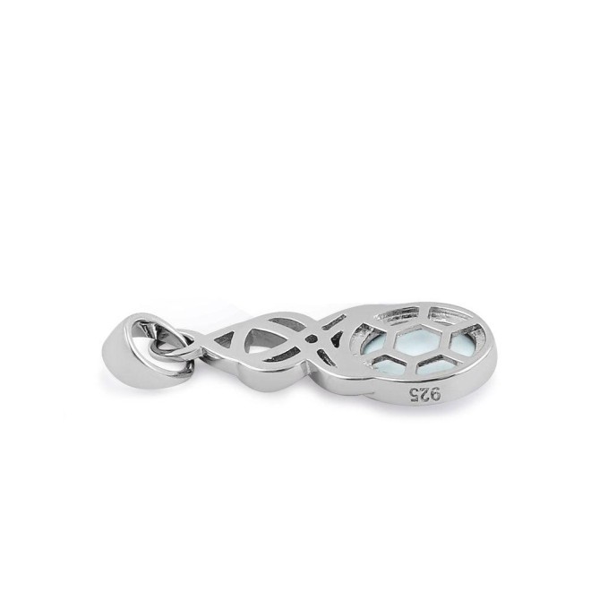 Sterling Silver White Lab Opal Celtic Twist and Oval Pendant