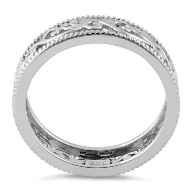 Sterling Silver Floral Band Ring