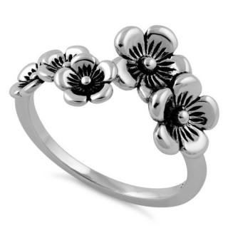 Sterling Silver Flowers Ring
