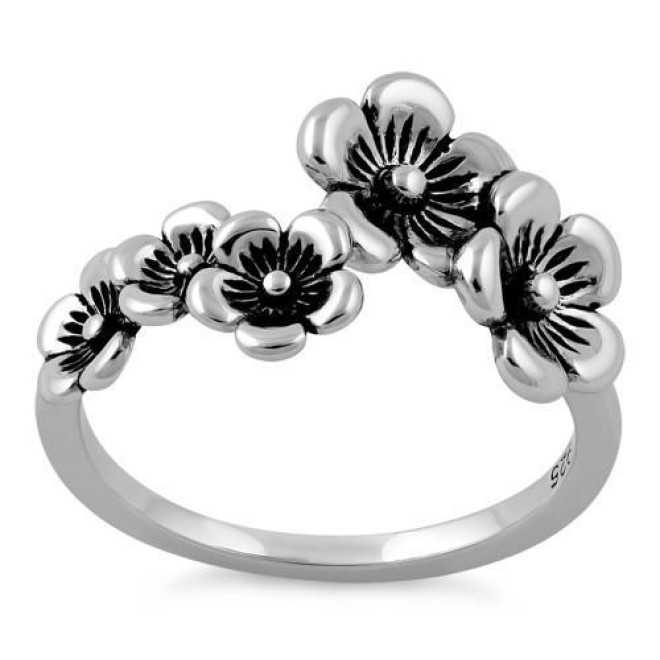 Sterling Silver Flowers Ring