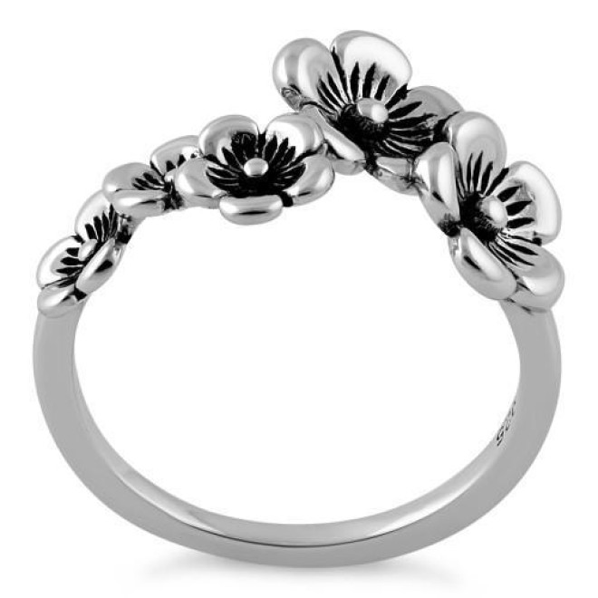 Sterling Silver Flowers Ring