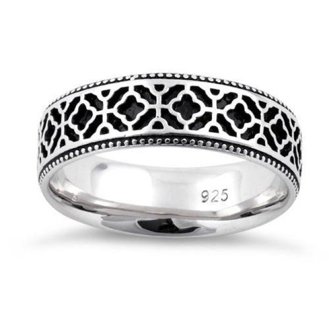 Sterling Silver Floral Pattern Ring