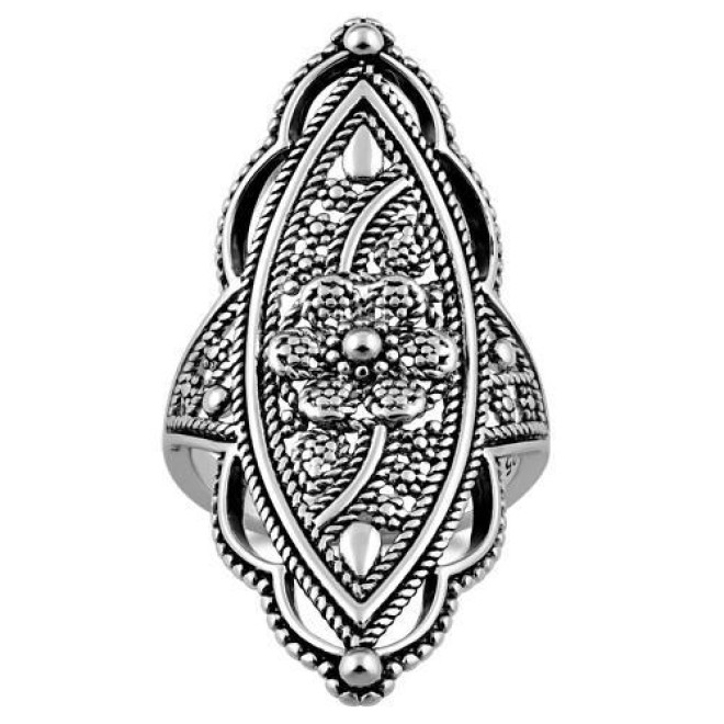 Sterling Silver Extravagant Rope Flower Ring