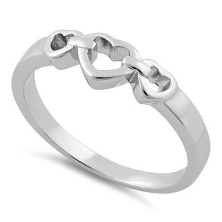Sterling Silver Chained Heart Ring