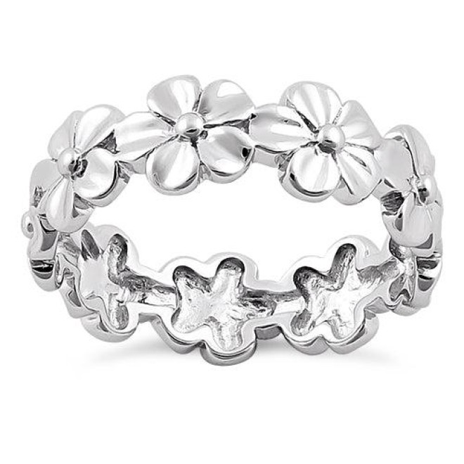 Sterling Silver Plumeria Eternity Ring