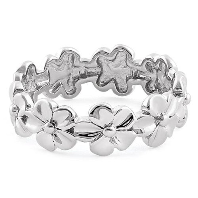 Sterling Silver Plumeria Eternity Ring