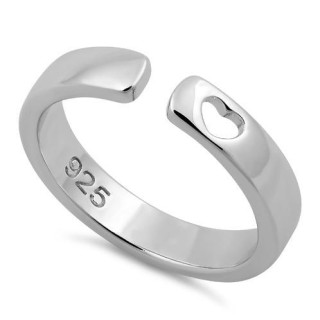Sterling Silver Heart Cut Semi Band Ring