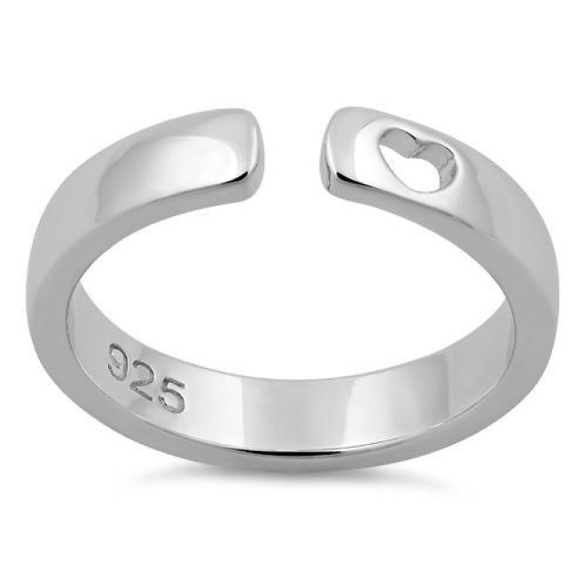 Sterling Silver Heart Cut Semi Band Ring