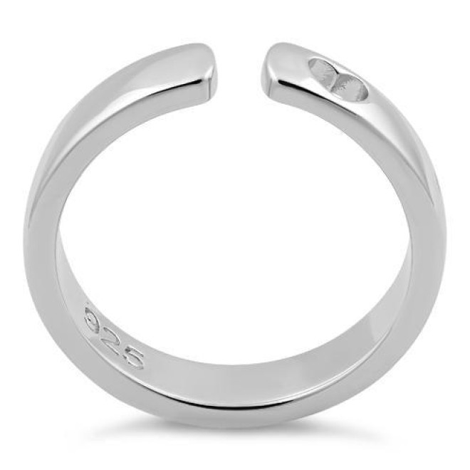 Sterling Silver Heart Cut Semi Band Ring