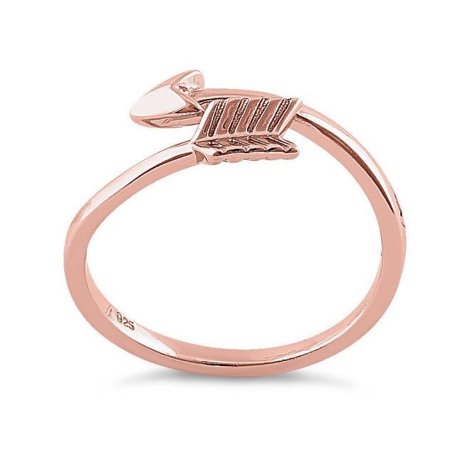 Sterling Silver Rose Gold Plated Arrow Ring