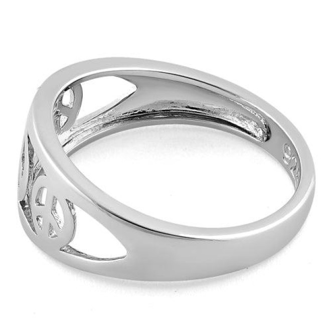 Sterling Silver 3 Peace Sign Ring