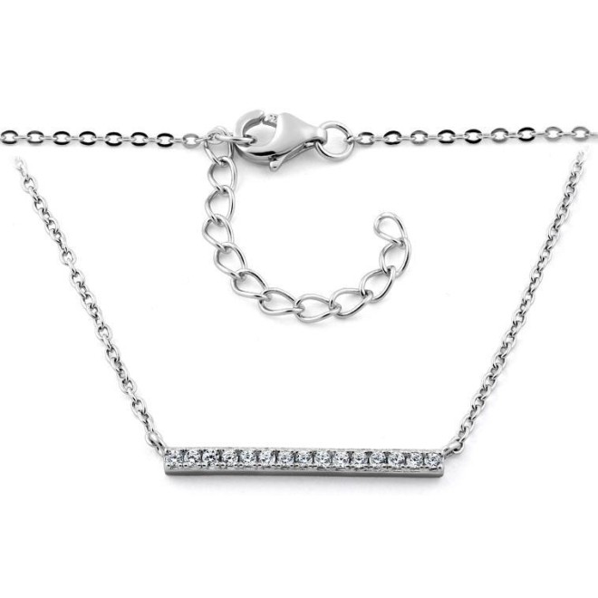 Sterling Silver Bar CZ Necklace