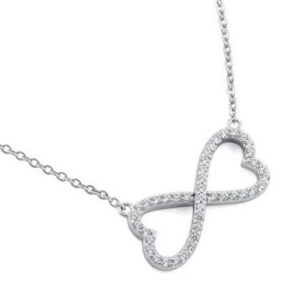 Sterling Silver Infinity Heart CZ 16